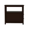 End Table Narrow Nightstand With Two Drawers And Open Shelf-Brown