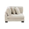 1pc Modern Living Room Furniture Modular Corner Seat Plush Beige Corduroy Fabric Upholstery Plywood Frame, Matching Pillows