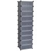 Interlocking Shoe Organizer with 10 Compartments Black