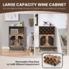 2-Door Farmhouse Kitchen Storage Bar Cabinet with Wine Rack and Glass Holder