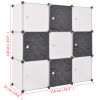 Storage Cube Organizer with 9 Compartments Black and White