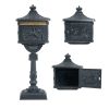 Mailbox Cast Aluminum Black Mail Box Postal Box Security Heavy Duty New