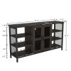 Wine Bar Cabinet for Liquor and Glasses, Rustic Wood Wine Bar Cabinet with Storage , Multifunctional Floor Wine Cabinet for Living Room(55 Inch