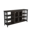 Wine Bar Cabinet for Liquor and Glasses, Rustic Wood Wine Bar Cabinet with Storage , Multifunctional Floor Wine Cabinet for Living Room(55 Inch