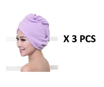 Women's Hair Dryer Cap, Absorbent Dry Hair Towel (Option: 3pcs Purple)