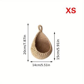 1pc Wall Hanging Basket, Bohemian Style Woven Basket, Creative Teardrop Shape Suitable For Vegetables And Fruits, Kitchen Storage Basket (Model: XS)