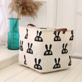 1pc Folding Square Storage Box; Fabric Storage Basket; Toy Storage Bin; Sundries Storage Organizer (Color: Rabbit)