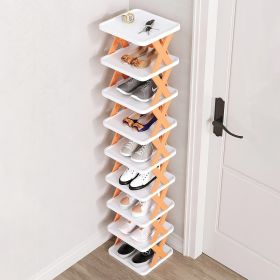 9Tier Narrow Entryway Shoe Rack Plastic Vertical Shoe Organizer Space Saving Free Standing Shoes Storage Shelf Closet Hallway (Color: Orange)