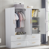 74" H Wardrobe Closet with 2 Doors Wood Armoire Wardrobe Closets Cabinet Wardrobe Cabinet White Storage Cabinet Bedroom Armoires with Hanging Rod 2 Dr