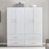 74" H Wardrobe Closet with 2 Doors Wood Armoire Wardrobe Closets Cabinet Wardrobe Cabinet White Storage Cabinet Bedroom Armoires with Hanging Rod 2 Dr