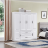 74" H Wardrobe Closet with 2 Doors Wood Armoire Wardrobe Closets Cabinet Wardrobe Cabinet White Storage Cabinet Bedroom Armoires with Hanging Rod 2 Dr