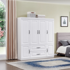 74" H Wardrobe Closet with 2 Doors Wood Armoire Wardrobe Closets Cabinet Wardrobe Cabinet White Storage Cabinet Bedroom Armoires with Hanging Rod 2 Dr (size: YG-15)