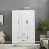 74" H Wardrobe Closet with 2 Doors Wood Armoire Wardrobe Closets Cabinet Wardrobe Cabinet White Storage Cabinet Bedroom Armoires with Hanging Rod 2 Dr