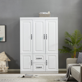 74" H Wardrobe Closet with 2 Doors Wood Armoire Wardrobe Closets Cabinet Wardrobe Cabinet White Storage Cabinet Bedroom Armoires with Hanging Rod 2 Dr (size: YG-7)