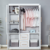 74" H Wardrobe Closet with 2 Doors Wood Armoire Wardrobe Closets Cabinet Wardrobe Cabinet White Storage Cabinet Bedroom Armoires with Hanging Rod 2 Dr