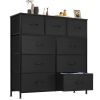 Dresser for Bedroom with 9 Fabric Drawers, Tall Chest Organizer Units for Clothing, Closet, Storage Tower with Cabinet, Metal Frame, Wooden Top