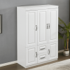 74" H Wardrobe Closet with 2 Doors Wood Armoire Wardrobe Closets Cabinet Wardrobe Cabinet White Storage Cabinet Bedroom Armoires with Hanging Rod 2 Dr