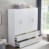 74" H Wardrobe Closet with 2 Doors Wood Armoire Wardrobe Closets Cabinet Wardrobe Cabinet White Storage Cabinet Bedroom Armoires with Hanging Rod 2 Dr