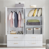 74" H Wardrobe Closet with 2 Doors Wood Armoire Wardrobe Closets Cabinet Wardrobe Cabinet White Storage Cabinet Bedroom Armoires with Hanging Rod 2 Dr