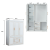 74" H Wardrobe Closet with 2 Doors Wood Armoire Wardrobe Closets Cabinet Wardrobe Cabinet White Storage Cabinet Bedroom Armoires with Hanging Rod 2 Dr