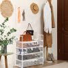 5-Tier Dustproof Entryway Hall Tree Coat Rack Shoe Rack With 8 Removable Hooks Freestanding Shoe Storage Shelf Hat Clothes Organizer For Front Door Be