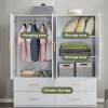 74" H Wardrobe Closet with 2 Doors Wood Armoire Wardrobe Closets Cabinet Wardrobe Cabinet White Storage Cabinet Bedroom Armoires with Hanging Rod 2 Dr