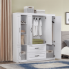 74" H Wardrobe Closet with 2 Doors Wood Armoire Wardrobe Closets Cabinet Wardrobe Cabinet White Storage Cabinet Bedroom Armoires with Hanging Rod 2 Dr