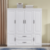 74" H Wardrobe Closet with 2 Doors Wood Armoire Wardrobe Closets Cabinet Wardrobe Cabinet White Storage Cabinet Bedroom Armoires with Hanging Rod 2 Dr