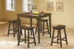 29-inch Bar Height Stools Set of 2pc Saddle Seat Solid Wood Casual Dining Home Furniture