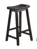 29-inch Bar Height Stools Set of 2pc Saddle Seat Solid Wood Casual Dining Home Furniture