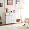 Dresser for Bedroom with 9 Fabric Drawers, Tall Chest Organizer Units for Clothing, Closet, Storage Tower with Cabinet, Metal Frame, Wooden Top