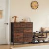 Dresser for Bedroom with 9 Fabric Drawers, Tall Chest Organizer Units for Clothing, Closet, Storage Tower with Cabinet, Metal Frame, Wooden Top