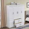 74" H Wardrobe Closet with 2 Doors Wood Armoire Wardrobe Closets Cabinet Wardrobe Cabinet White Storage Cabinet Bedroom Armoires with Hanging Rod 2 Dr