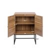 2 Door high cabinet, rattan, Built-in adjustable shelf, Easy Assembly, Free Standing Cabinet for Living Room Bedroom