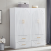 74" H Wardrobe Closet with 2 Doors Wood Armoire Wardrobe Closets Cabinet Wardrobe Cabinet White Storage Cabinet Bedroom Armoires with Hanging Rod 2 Dr