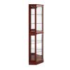 6 Shelf Corner Curio Display Cabinet with Lights, Mirrors and Adjustable Shelves, (E26 light bulb not included)