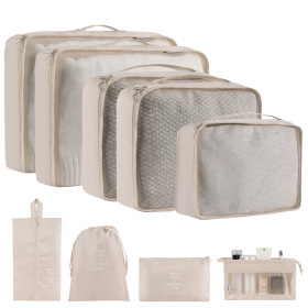 Home Fashion Simple Solid Color Storage Bag (Option: Beige-9Set)